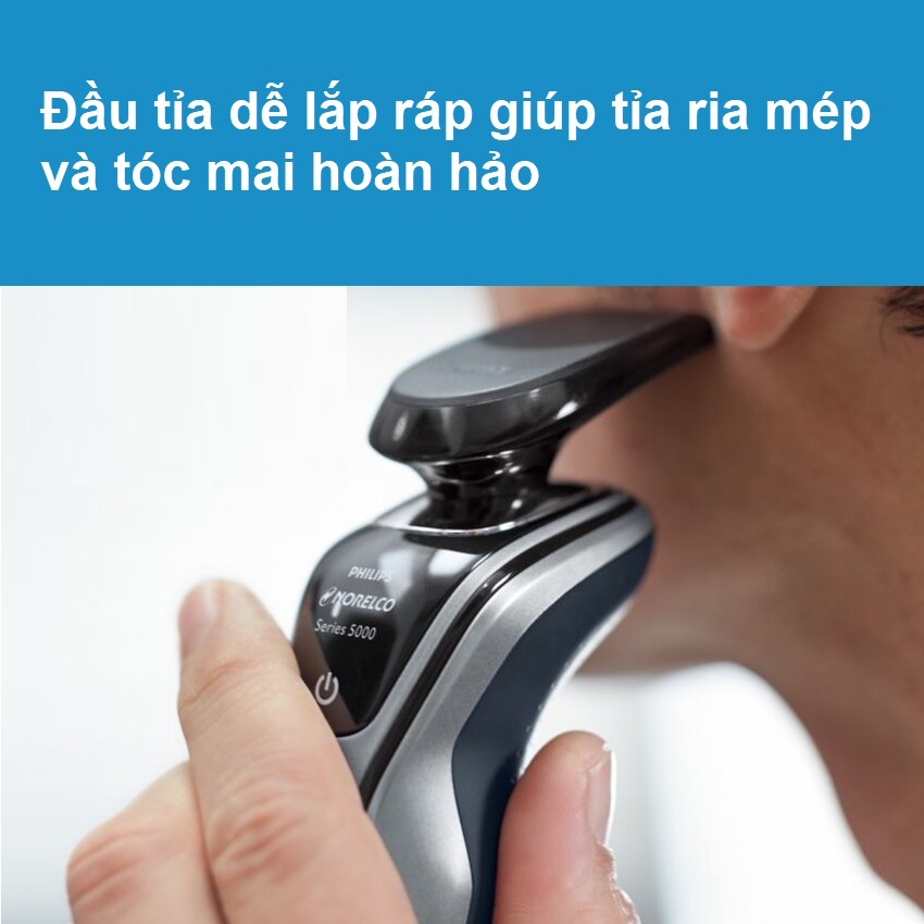 Máy cạo râu khô và ướt Philips Norelco S5290/88, Series 5000 có đầu tỉa để tỉa tóc mai và ria mép - HÀNG NHẬP KHẨU