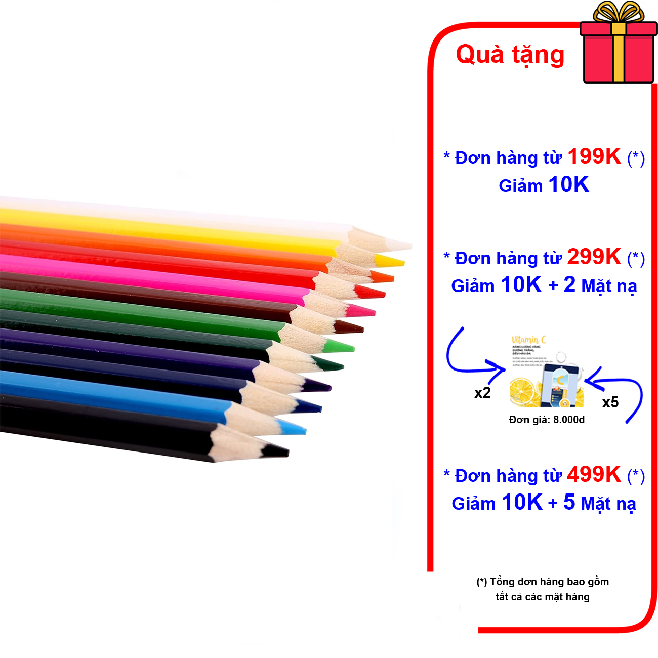 Bút chì màu loại dài 12 màu, 24 màu