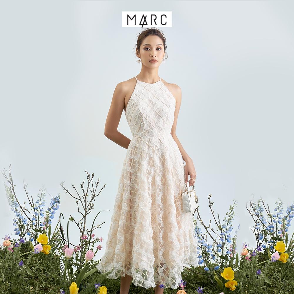 Đầm midi nữ MARC FASHION cổ yếm phối ren TRVH110122