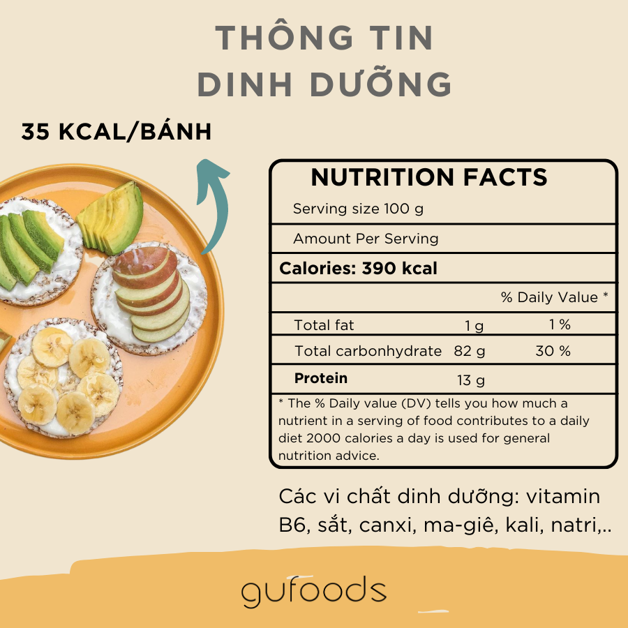 - Bánh Gạo Lứt GUfoods 170g/ 300g - Mix siêu hạt chia + quinoa + yến mạch - Ăn kiêng, Tập gym, Thực dưỡng