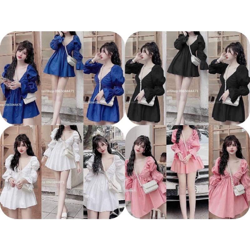 ĐẦM TAY BO CỔ V BABY DOLL