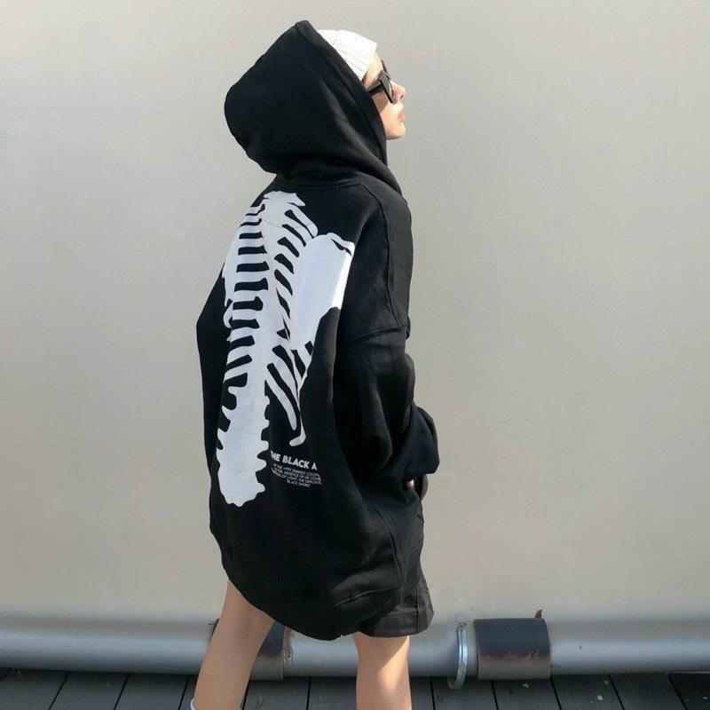 (HCM) ÁO KHOÁC NỈ HODDIES FORM RỘNG PHONG CÁCH HÀN QUỐC - UNISEX HỌA TIẾT XƯƠNG ĐỘC ĐÁO CHO CÁC BẠN TRẺ