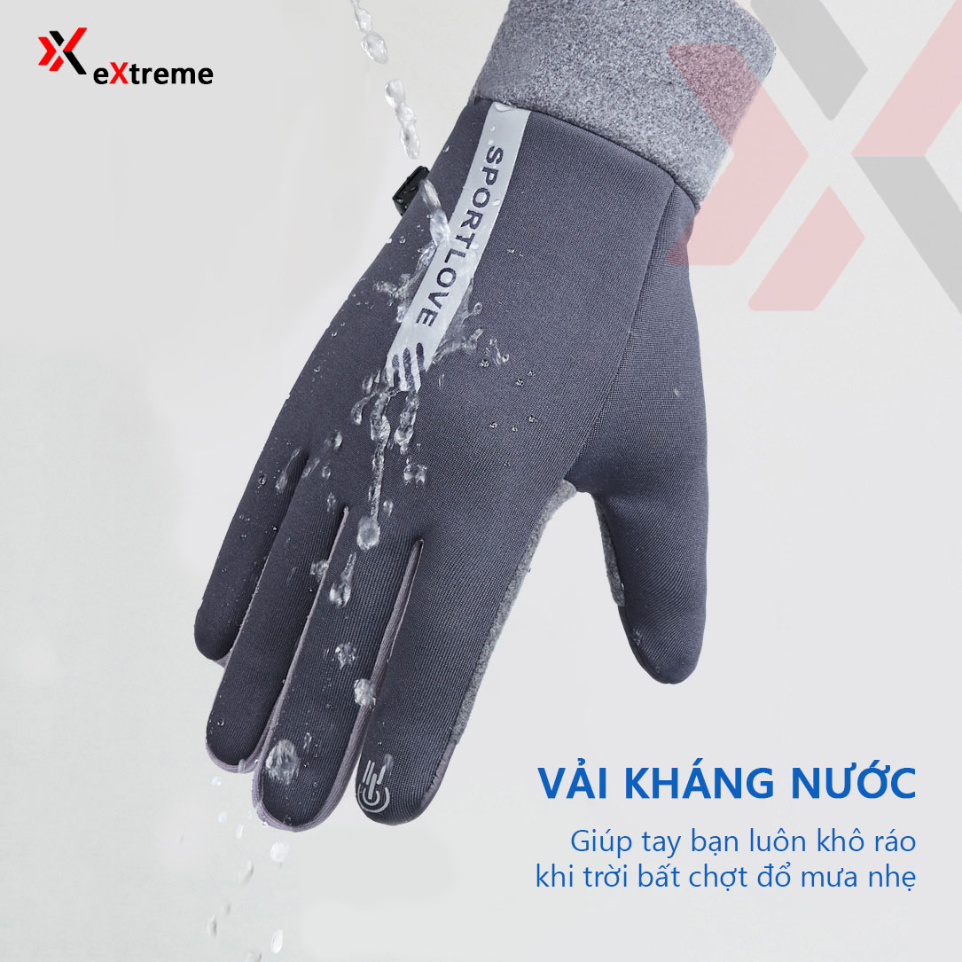 Găng tay giữ ấm mùa đông chống gió, kháng nước mưa eXtreme GT2303 Bao tay thể thao cảm ứng điện thoại đi xe máy, xe đạp lót nỉ cho nam nữ, bảo hộ đi phượt