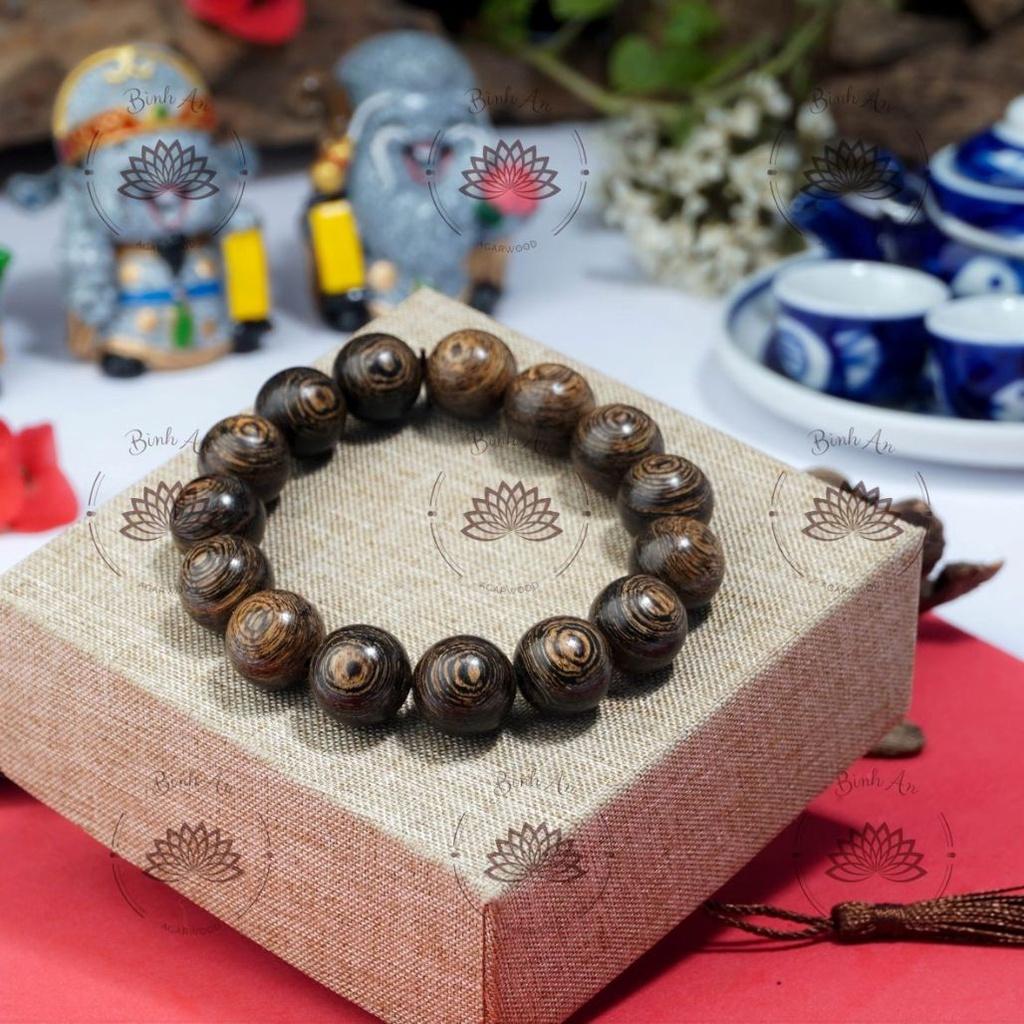Vòng Tay Trầm Hương Tròn Đơn Sánh Chìm Nước- Trầm Hương Tự Nhiên - Trầm Việt- Size Nam Nữ.