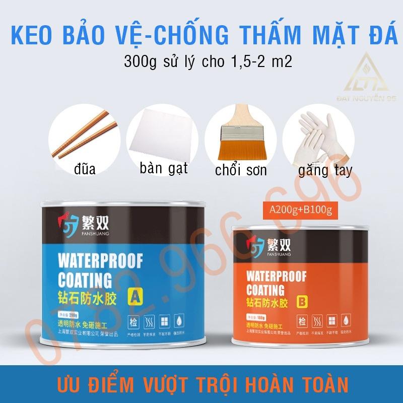 Keo chống thấm 2 thành phần trong suốt sử lý chống thấm mặt sàn nhà vệ sinh, quét bảo vệ gạch men