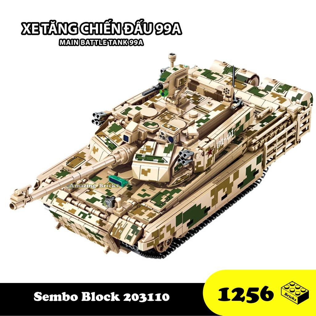 Đồ chơi Lắp ráp Xe Tăng chiến đấu 99A, Sembo Block 203110 Main Battle Tank, Xếp hình thông minh, Mô hình xe Tank