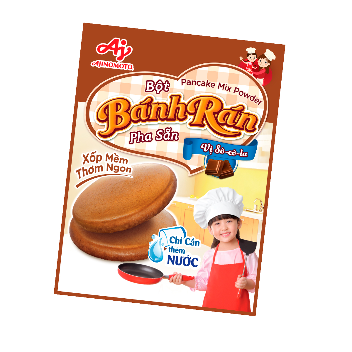 Combo 4 Gói Bột Bánh Rán Pha Sẵn Vị Sô-cô-la Ajinomoto 200g/Gói