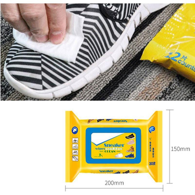 Túi 30 miếng khăn lau giày trắng diệt khuẩn, chống ố, tiện lợi mọi nơi (Sneaker Wipes)