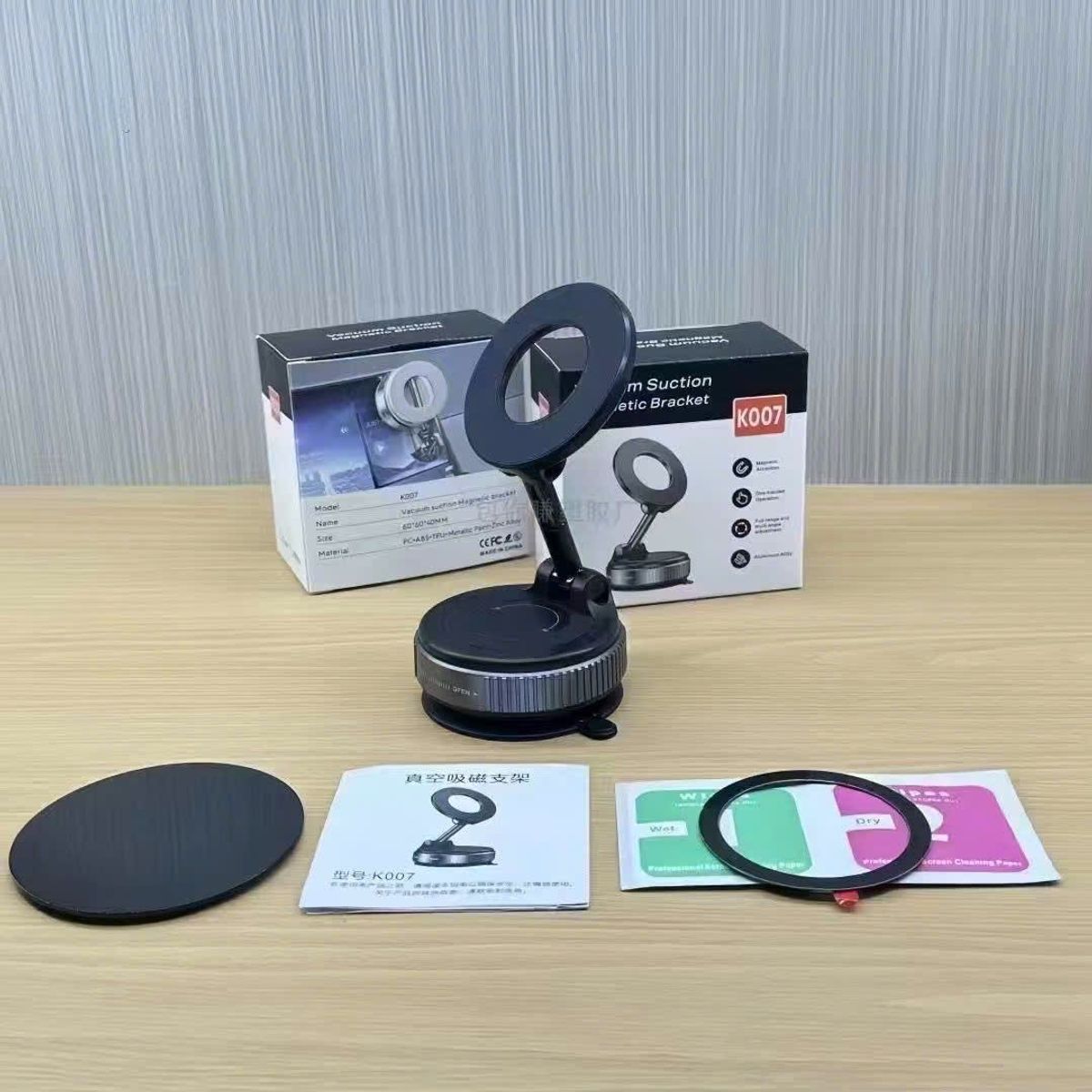 Giá đở điện thoại K007 hít nam châm hút chân không sử dụng ipad, oto, bàn làm việc đa năng xoay 360 mẫu mới cao cấp