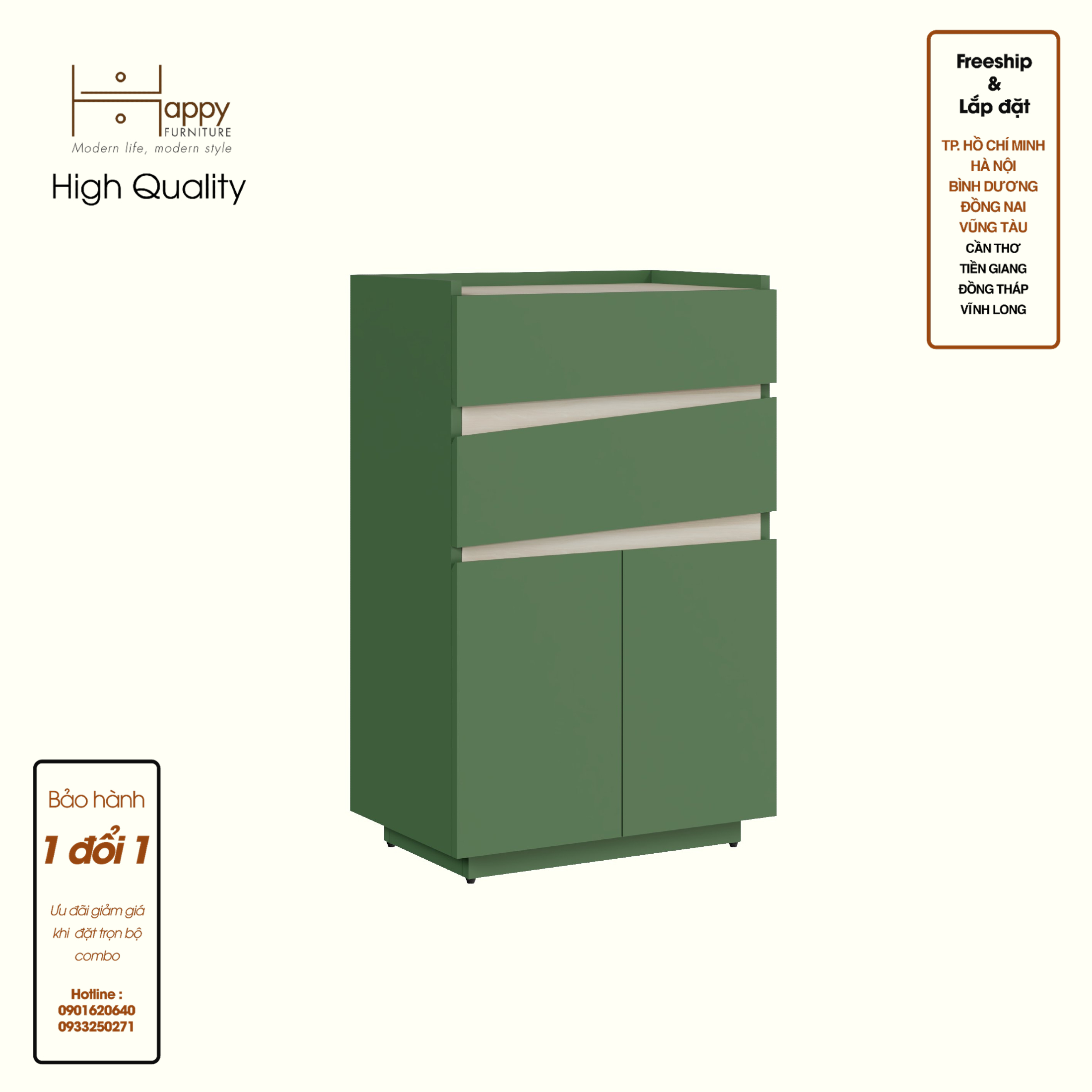 [Happy Home Furniture] VIGGO, Tủ đựng đồ 2 ngăn kéo - 2 cửa mở, 52cm x 32cm x 82cm ( DxRxC), THK_163