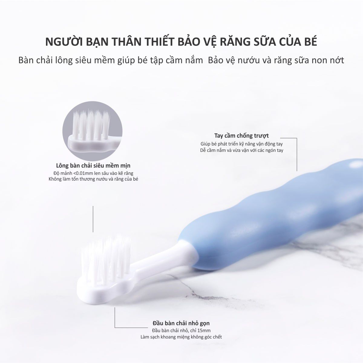 Set 3 bàn chải đánh răng lông mềm cho bé từ 1-3 tuổi KUKU KU1164
