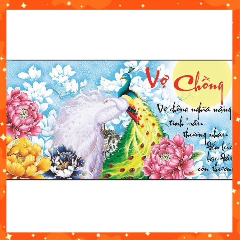 Tranh thêu chữ thập vợ chồng nghĩa nặng tình sâu-X8092
