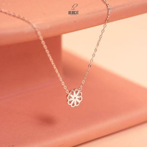 Vòng cổ bạc Bling It mặt hoa thược dược đá mùa thu BIVC219
