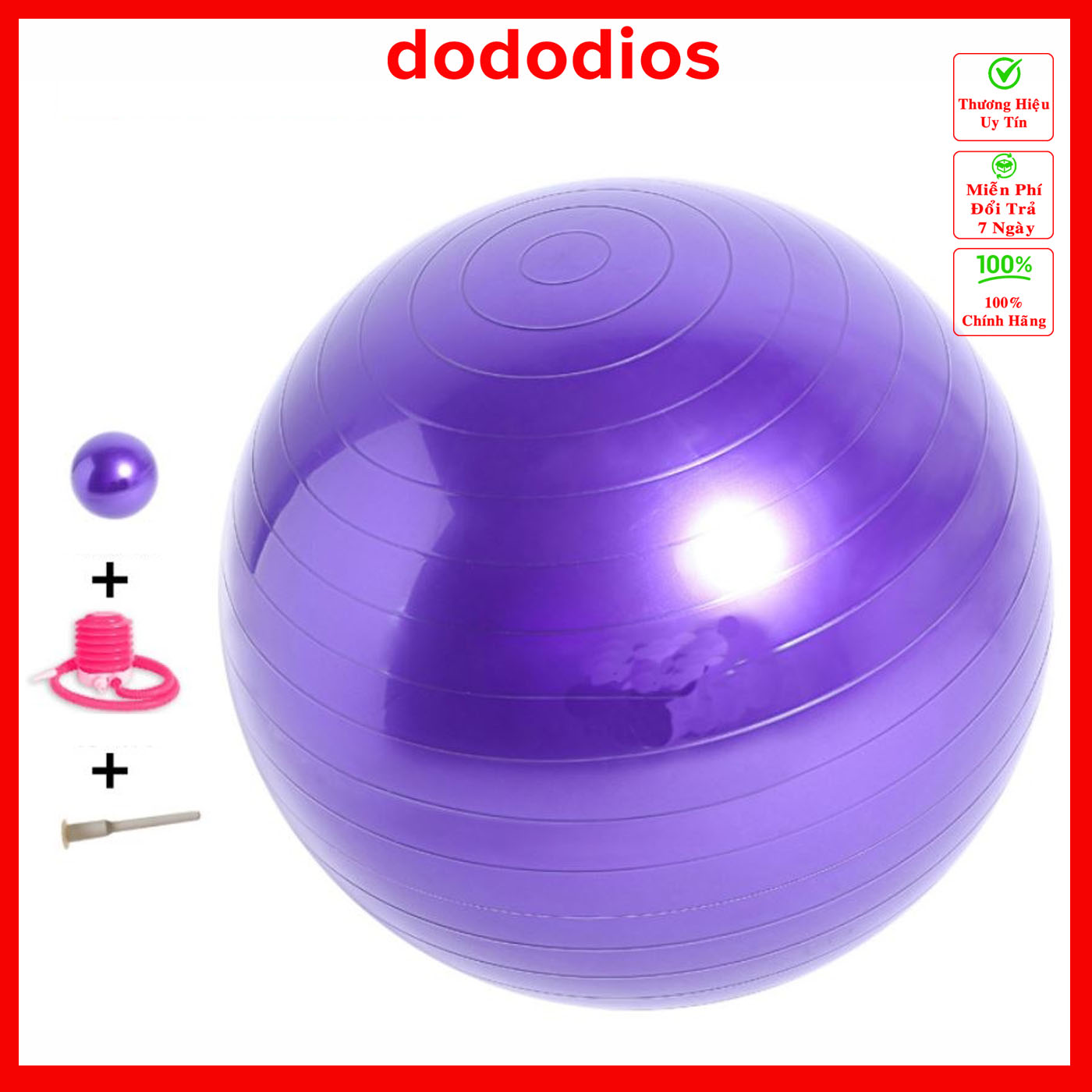 Hàng Cao Cấp - Chống Nổ Bóng Tập Yoga Cỡ Đại 65Cm, 75Cm - Bóng Tròn Yoga Cao Cấp - Hàng Chính Hãng Dododios - Tím - 75Cm
