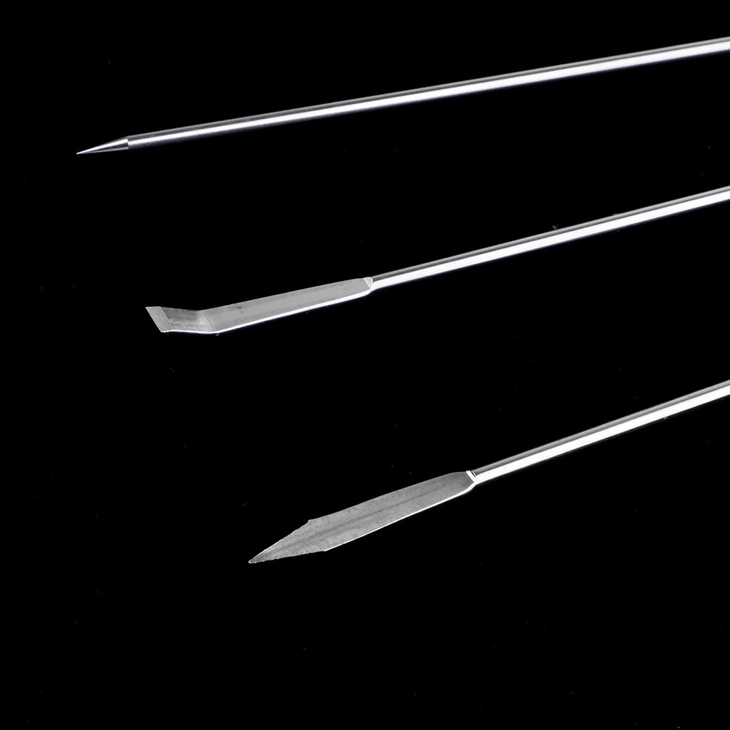 Stainless Steel 3-Piece Mini Micro Lab Spoon Set Microscale Medicine Spoon