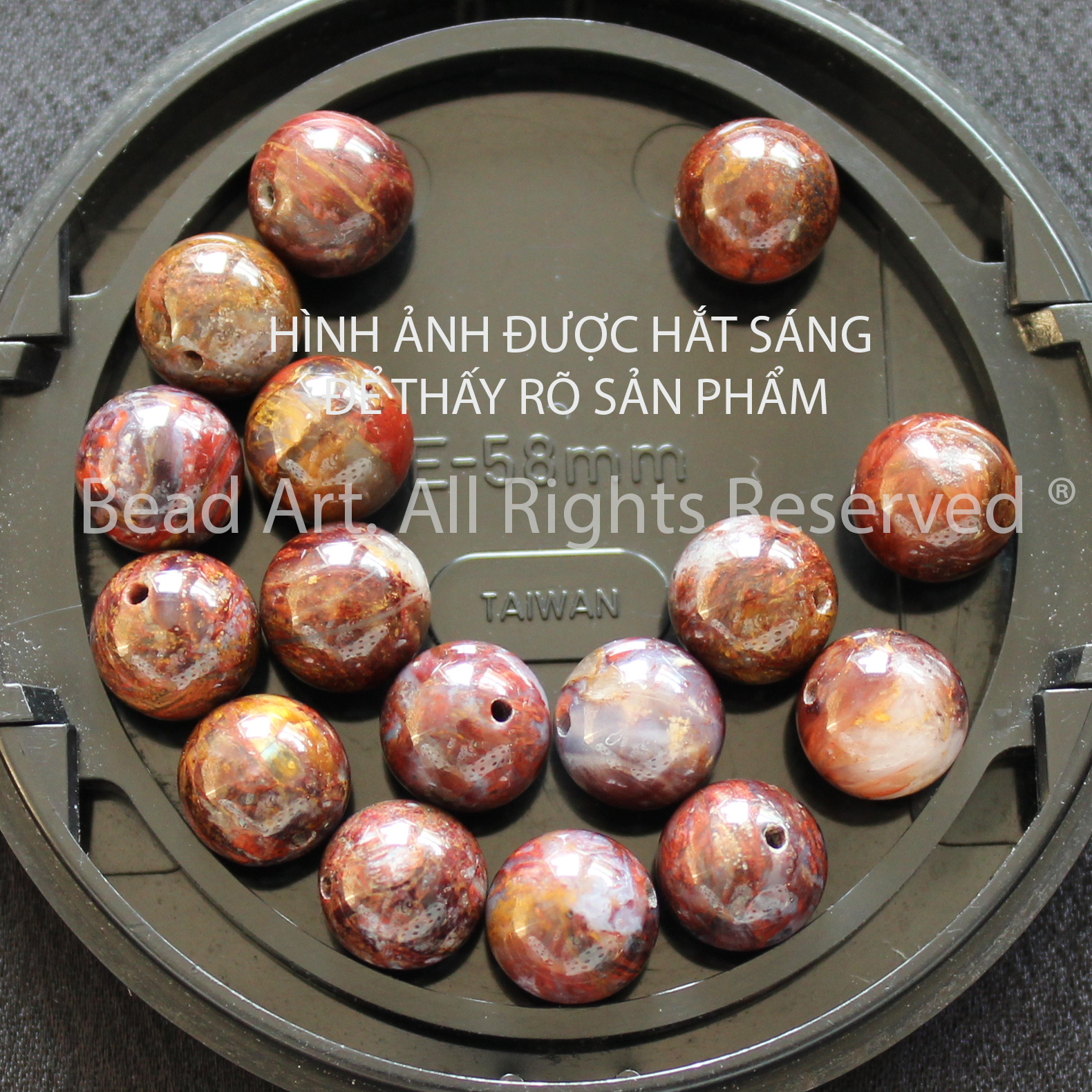 [1 Hạt] 8MM Đá Giông Bão, Pietersite Tự Nhiên Loại AA Nhiều Đỏ, Đá Phối Vòng Tay Phong Thuỷ, Làm Trang Sức, Chuỗi Hạt S50 - Bead Art