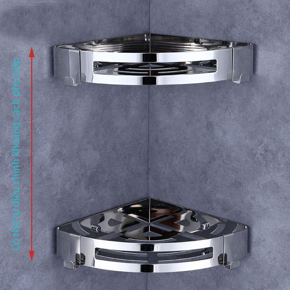 KỆ GÓC NHÀ TẮM INOX 304 - DÁN TƯỜNG, Kệ đựng đồ mỹ phẩm nhà tắm