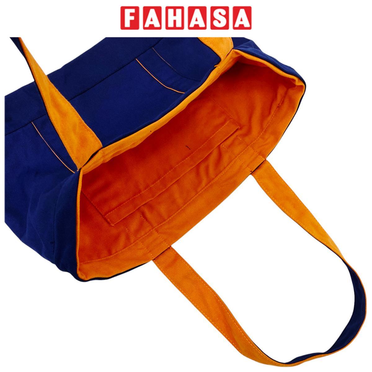 Túi Vải Tote 2 In 1 Phối 2 Màu - Saigon ZeroWaste - Màu Xanh Dương + Cam