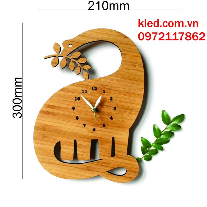 Đồng hồ gỗ khủng long treo tường cute giá rẻ KLED