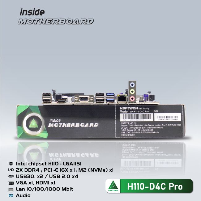 Main VSP H110 D4C PRO NVME (Socket 1151, HDMI+VGA DDR4, Micro-ATX) - Hàng chính hãng VSP phân phối