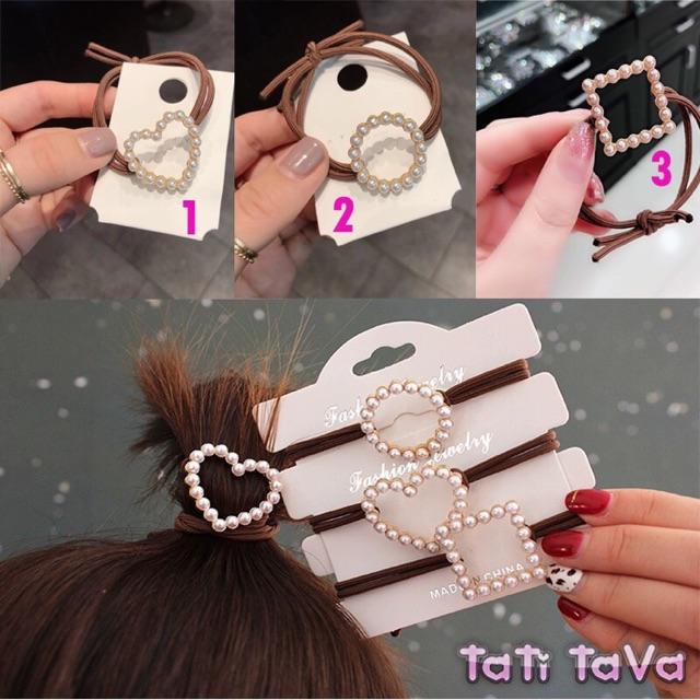 Cột tóc hạt châu hình tim vuông tròn Tatitava