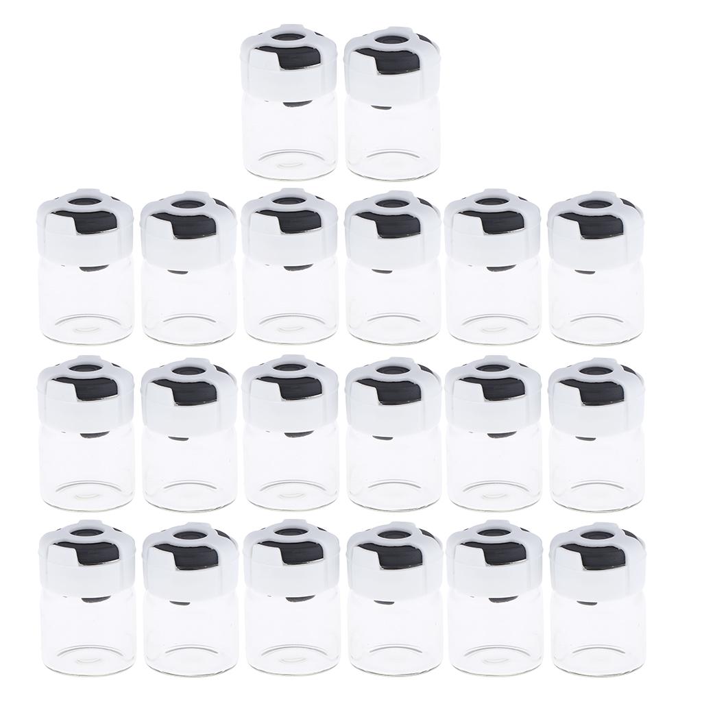 Pack 20pcs Clear Empty Glass Bottles Refillable Vials Containers Sample Makeup Container for Powder Liquid