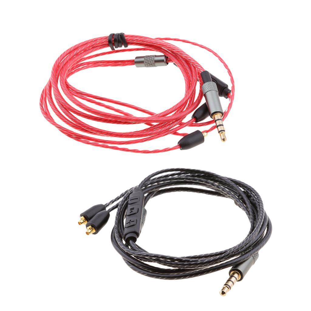 2Pieces Replacement Upgrade Audio Cable Cord with Mic for Shure SE215 SE315 SE425 SE535 UE900
