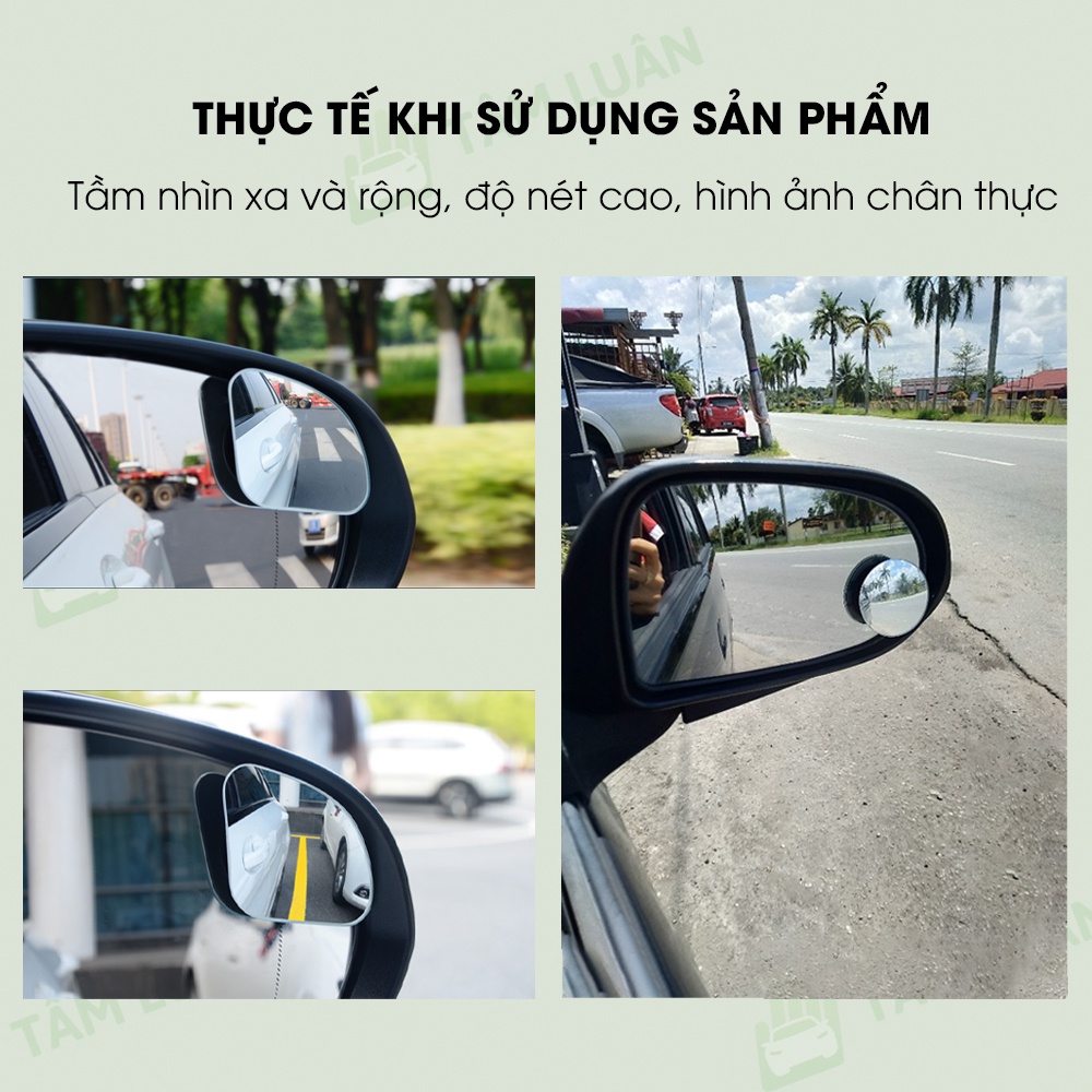 Gương cầu lồi cho xe ô tô, Bộ 2 Gương Cầu Lồi Tràn Viền Xoay 360 độ Gắn Cho Kính Gương Chiếu Hậu Tránh Điểm Mù Cho Xe Hơi, Xe Ô tô - Hàng Chính Hãng dododios