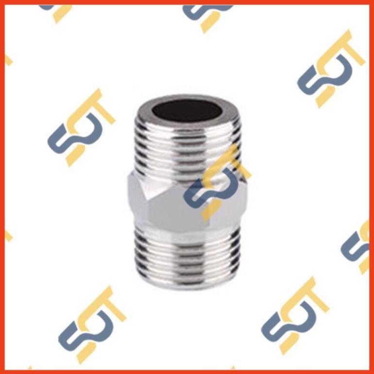 Đầu nối ren inox 1/2 (21mm) 3/4 (27mm) kép lơ cả rá măng sông nối ren ống nước - Inox bóng