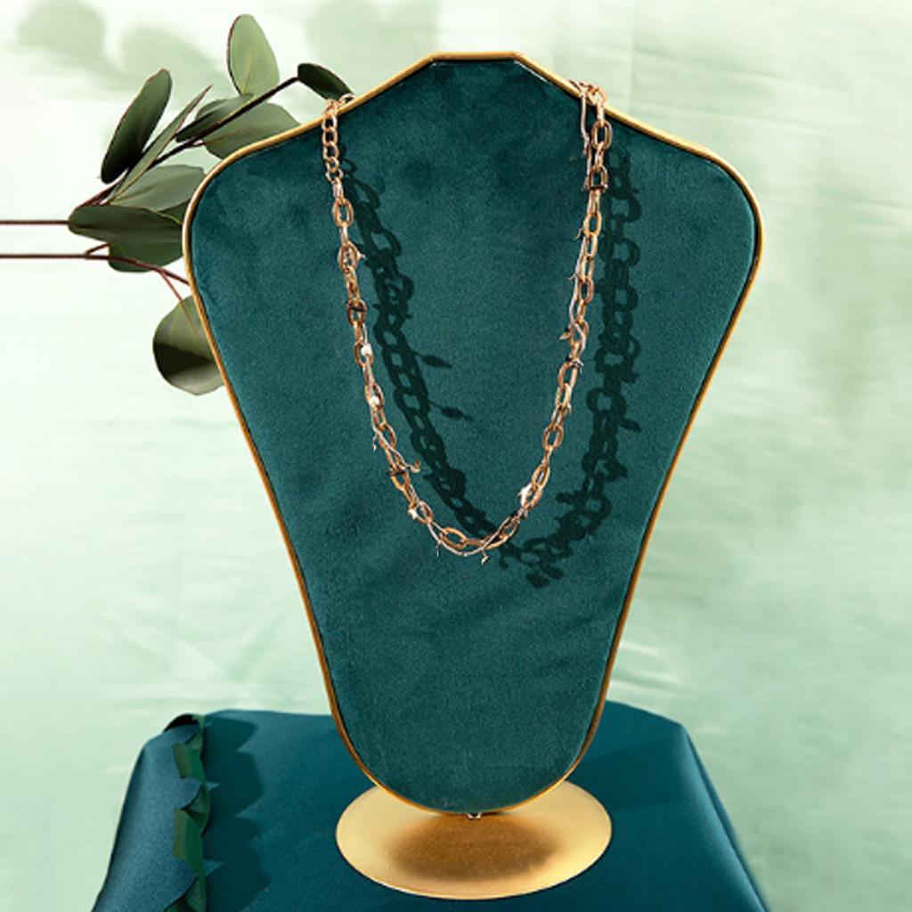 Velvet Necklace Bust Display Stand Pendant Chain Earring Jewelry Rack