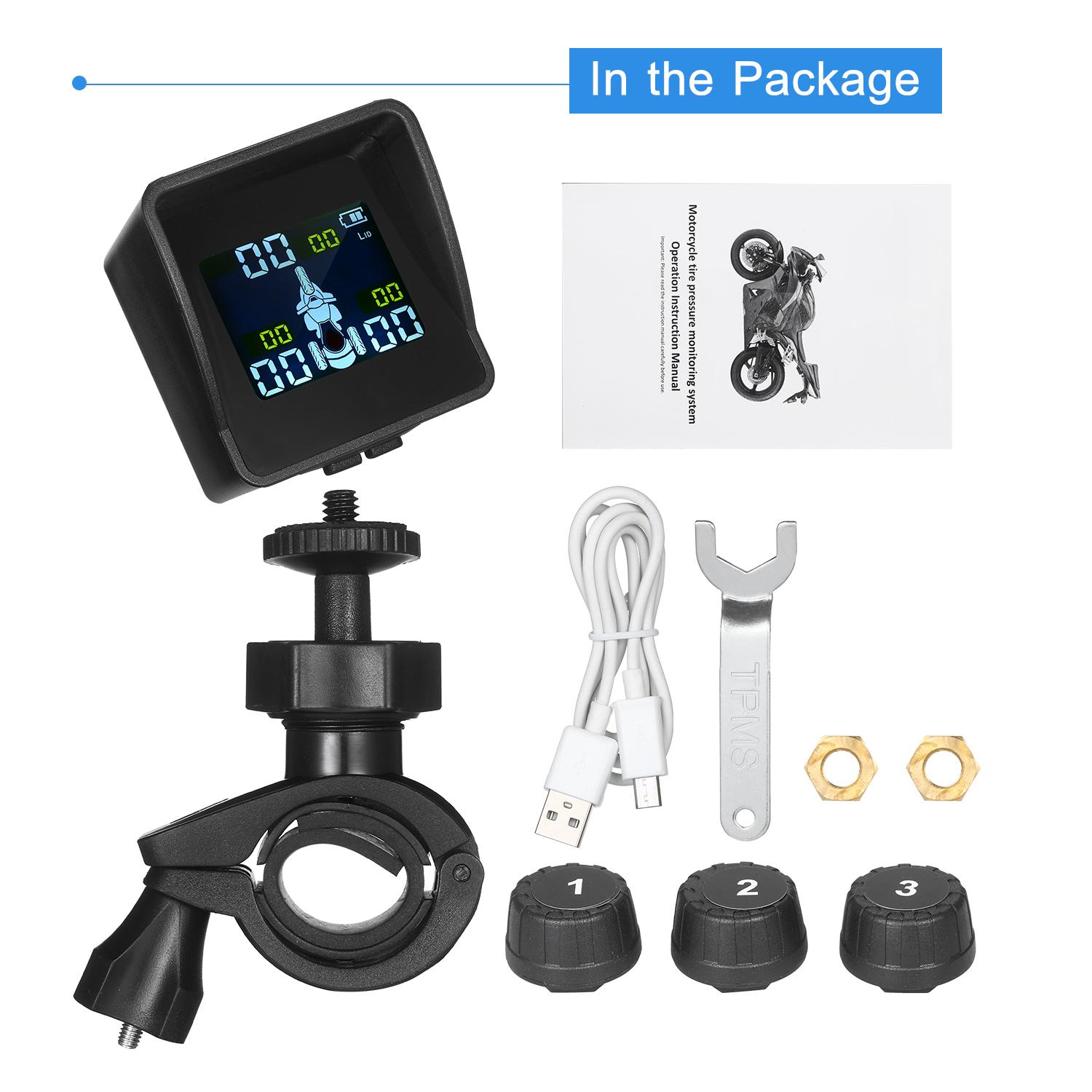 Tire Pressure Monitoring System TPMS Wireless Smart Tire Monitor with 3 External Sensors Sunshade Auto Tyre Alarm for