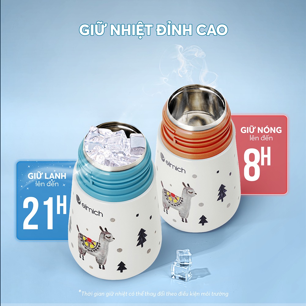 Bình giữ nhiệt cho bé Elmich Baby EL8317 360ml, Hàng chính hãng, inox 316, có ống hút - JoyMall