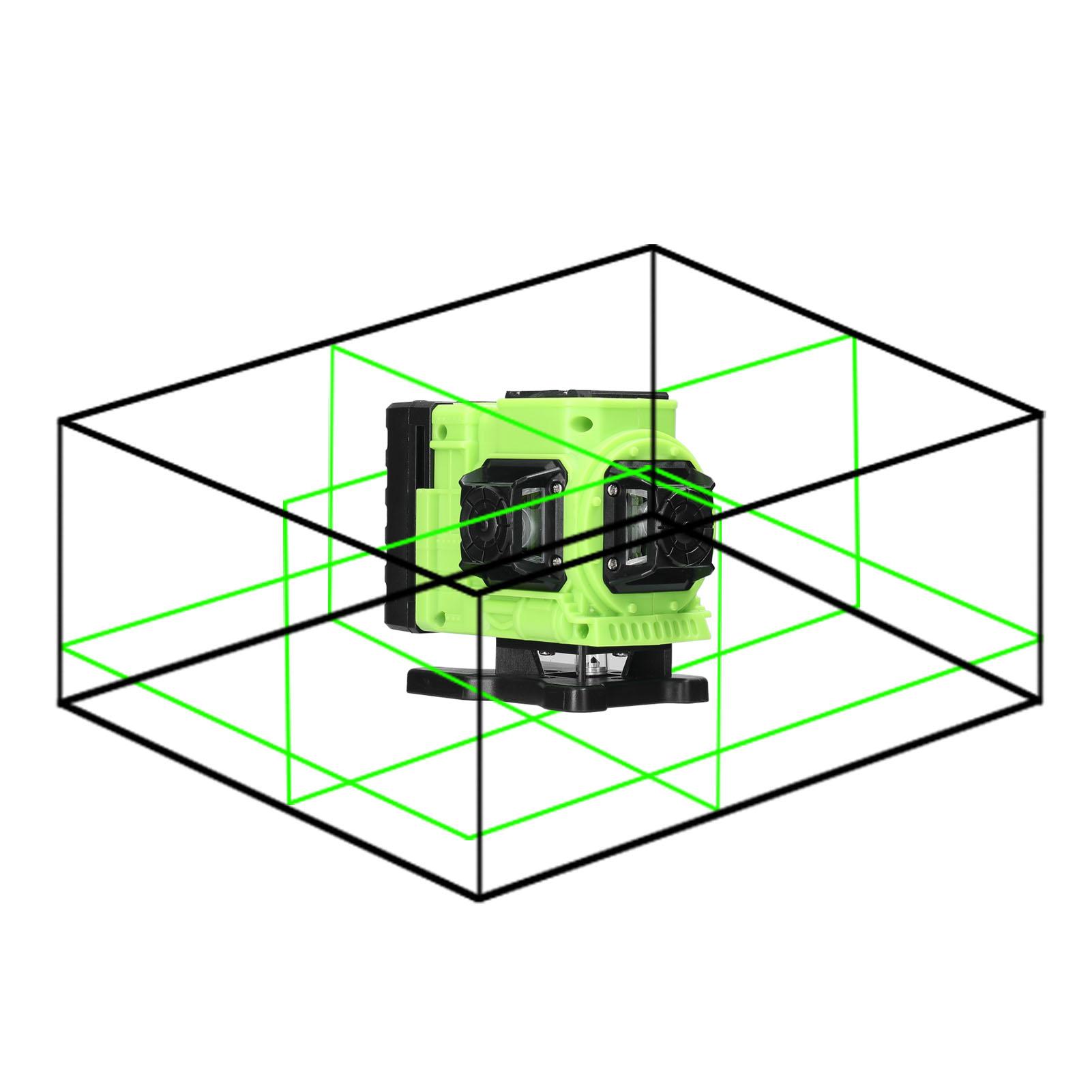 Đa chức năng 12 dòng Ánh sáng xanh Laser Máy tự cân bằng 3 ° Công cụ cân bằng pin lithium có thể sạc lại Nhãn dán tường mặt đất đa hướng với đường xiên ngang dọc