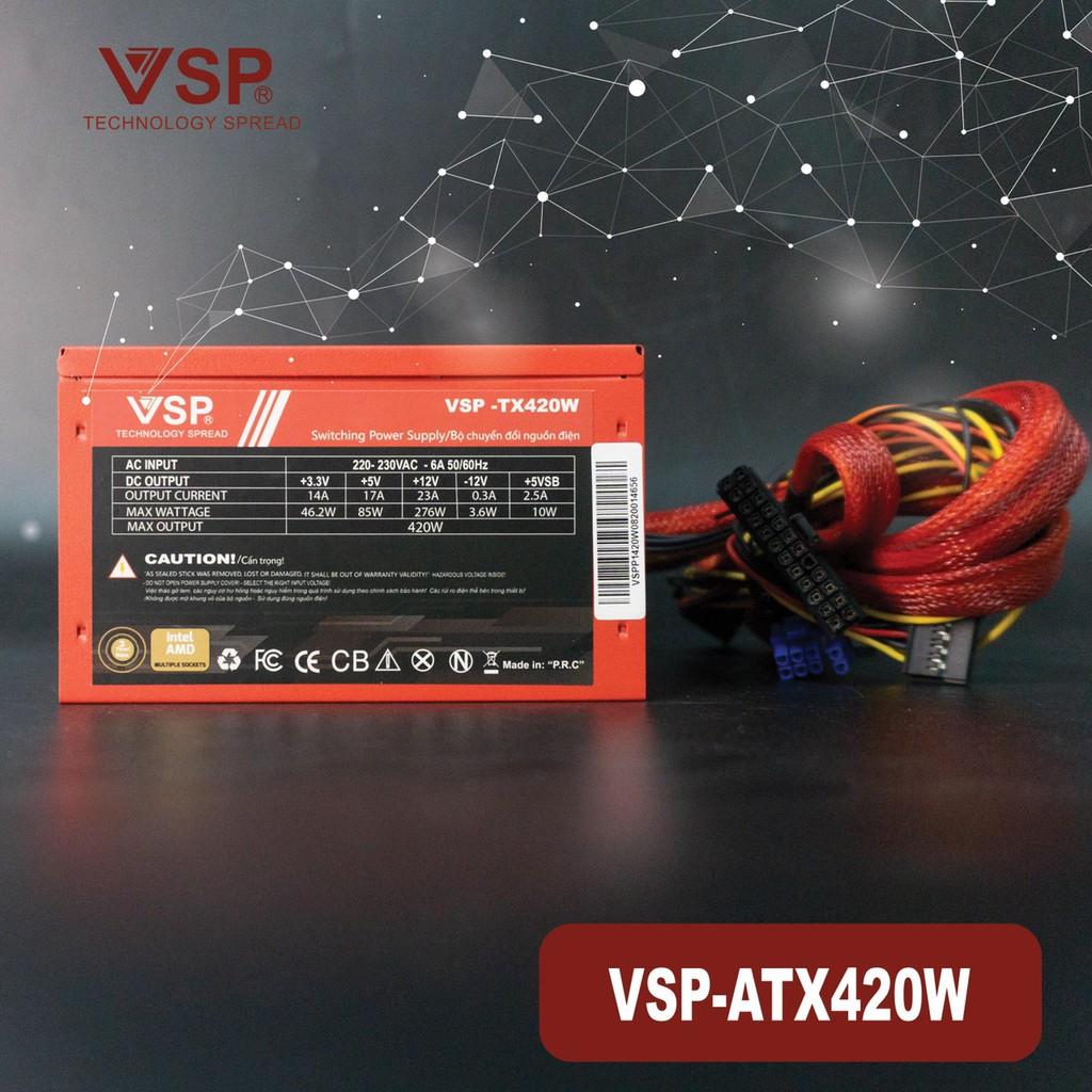 Nguồn công suất thực dành cho máy tính Vision VSP ATX 420W - Fan 12cm chống ồn (nhiều màu) HÀNG CHÍNH HÃNG