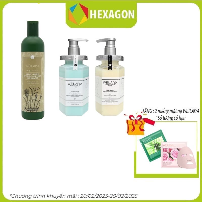 Combo Dầu gội xả phục hồi đa tầng nấm Truffle Weilaiya hương nước hoa và Dầu gội gừng hà thủ ô Weilaiya 400ml