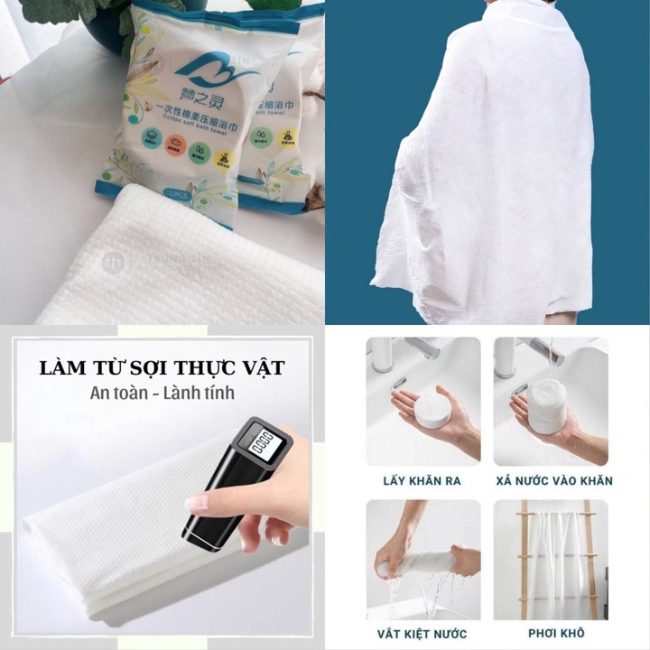 Khăn Tắm Nén, Khăn Tắm Du Lịch Bằng Cotton Tiện Lợi Dùng Một Lần 70*140 cm Tiện Lợi
