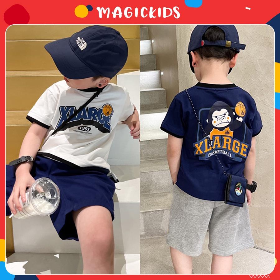 Quần áo trẻ em Magickids bộ thun cho bé trai 1-7 tuổi ngắn tay quần đùi chất cotton co giãn thoáng mát BR22010