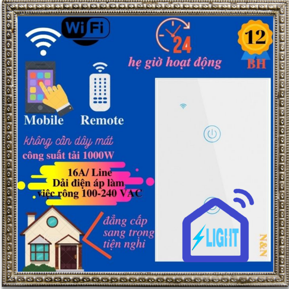 Công tắc điện thông minh cảm ứng wifi smart life app  tuya điều khiển từ xa qua điện thoại 220V 3 Nut