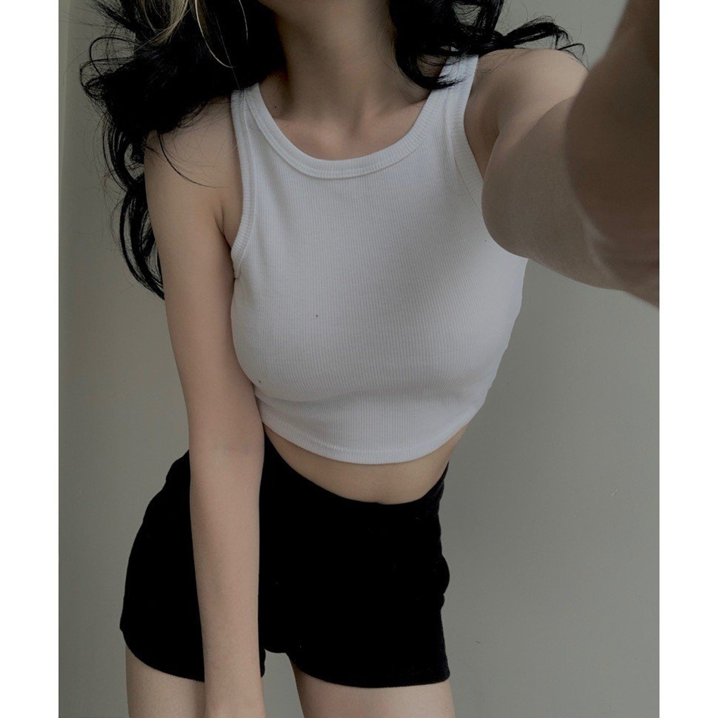 Áo Croptop ba lỗ quyến rũ chất bozip 1 lớp thoáng mát phối blazer cardigan đồ tập gym cực thời trang
