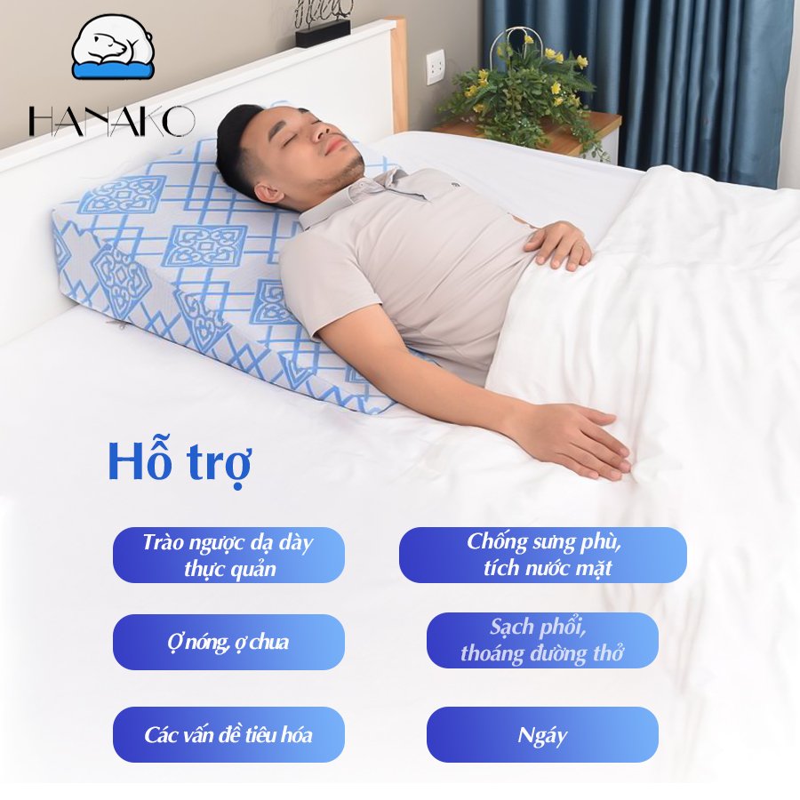 GỐI TRÀO NGƯỢC NGƯỜI LỚN CAO 16CM , SIÊU ÊM, NÂNG ĐỠ LƯNG, Ợ CHUA, HO, CHỐNG NGÁY, XOANG