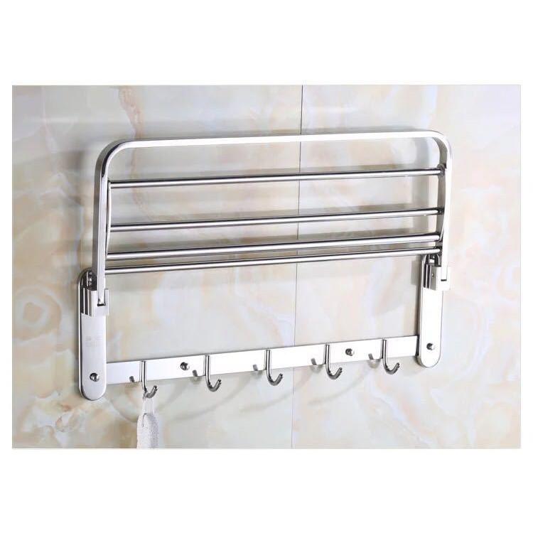 Giá để đồ nhà tắm inox kèm móc áo