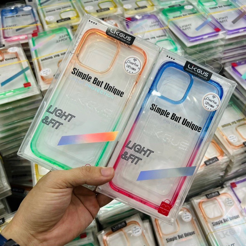 Ốp lưng chống sốc cho iPhone 13 / 13 Pro / 13 Pro Max / 14 / 14 Plus / 14 Pro / 14 Pro Max hiệu Likgus Gradient Clear - Thiết kế thời trang, chống chịu mọi va đập, gờ bảo vệ camera - Hàng nhập khẩu