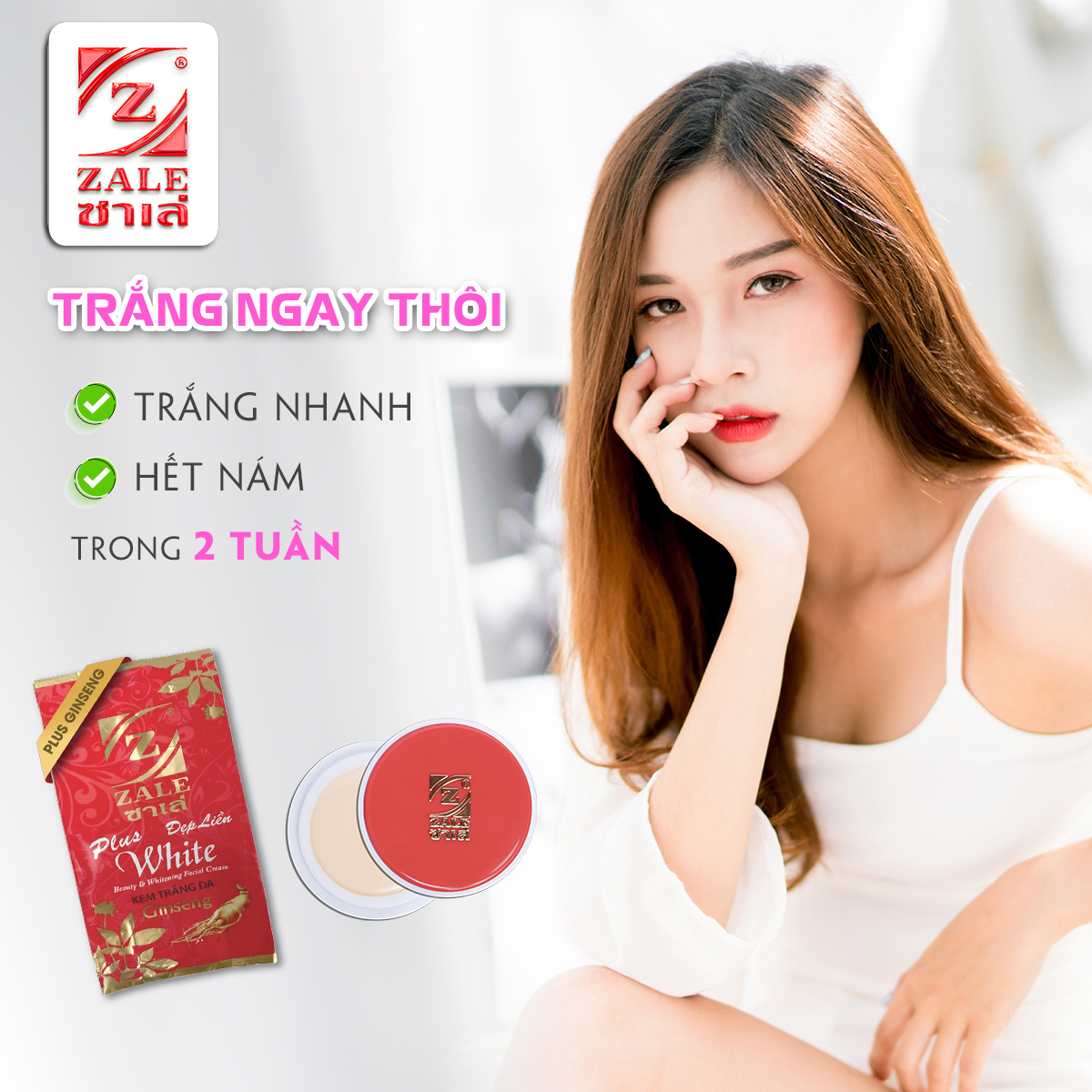 Kem Dưỡng Trắng Da ZALE ĐỎ NHÂN SÂM 6g Tẩy Nám Tàn Nhang Che Khuyết Điểm