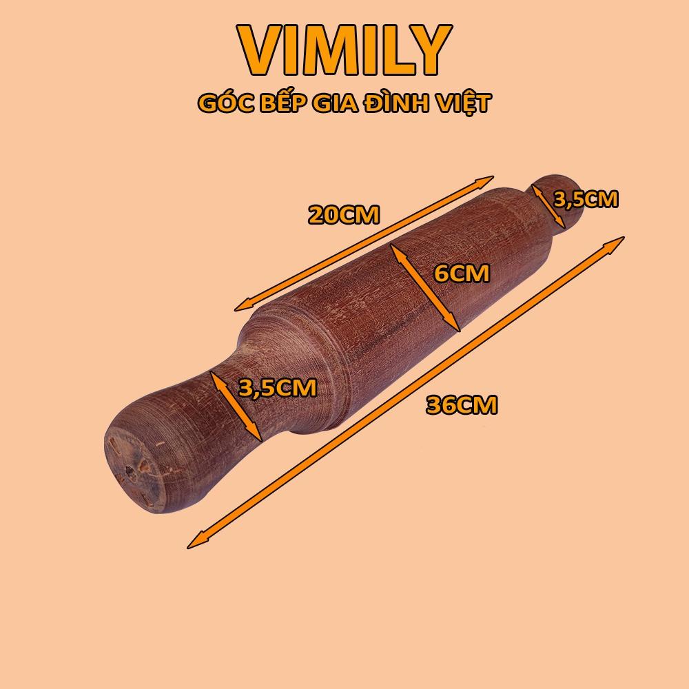 Lăn bột gỗ nghiến núi đá dụng cụ làm bánh VIMILY kích thước 36x6cm