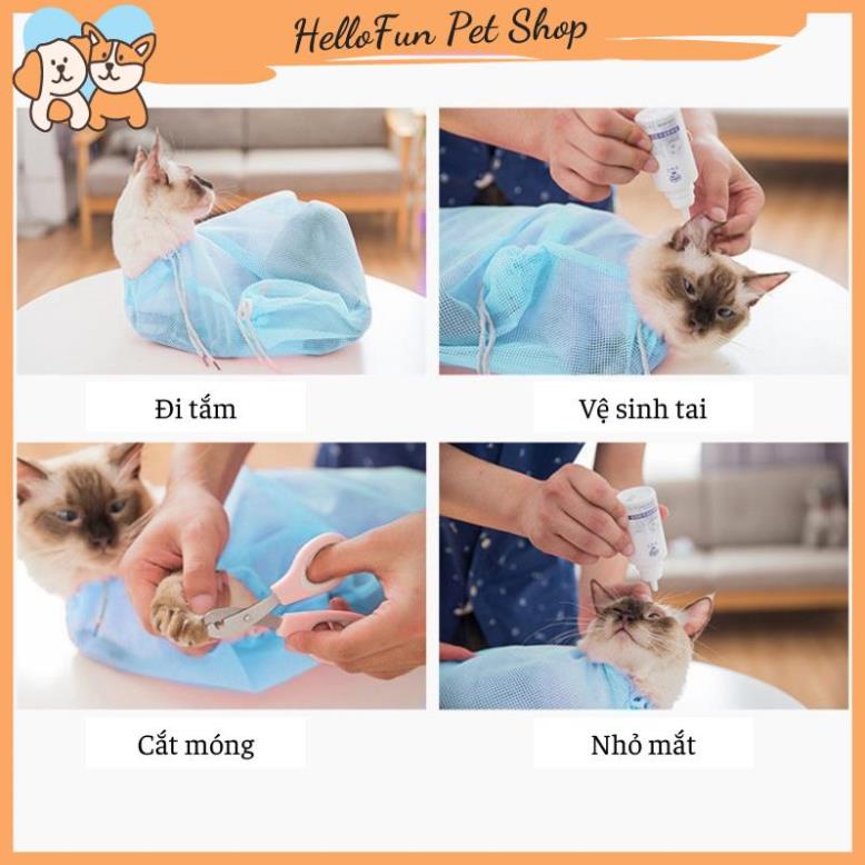Túi lưới đa năng cho chó mèo - Túi tắm cho mèo, hỗ trợ cắt móng