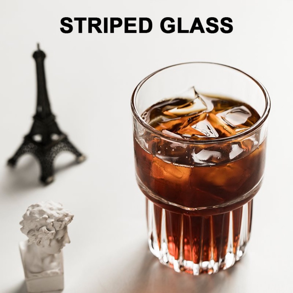 Ly thủy tinh khía 2 tầng 330ml Ly decor cafe bán chạy nhất Mã 1510
