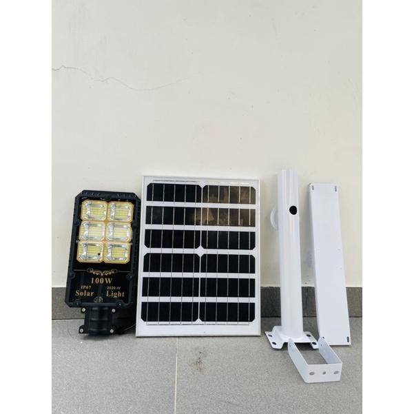 Đèn năng lượng mặt trời pin MoNo cao cấp 100W sáng như đèn điện chuyên đèn đường, sân vườn chống nước IP67