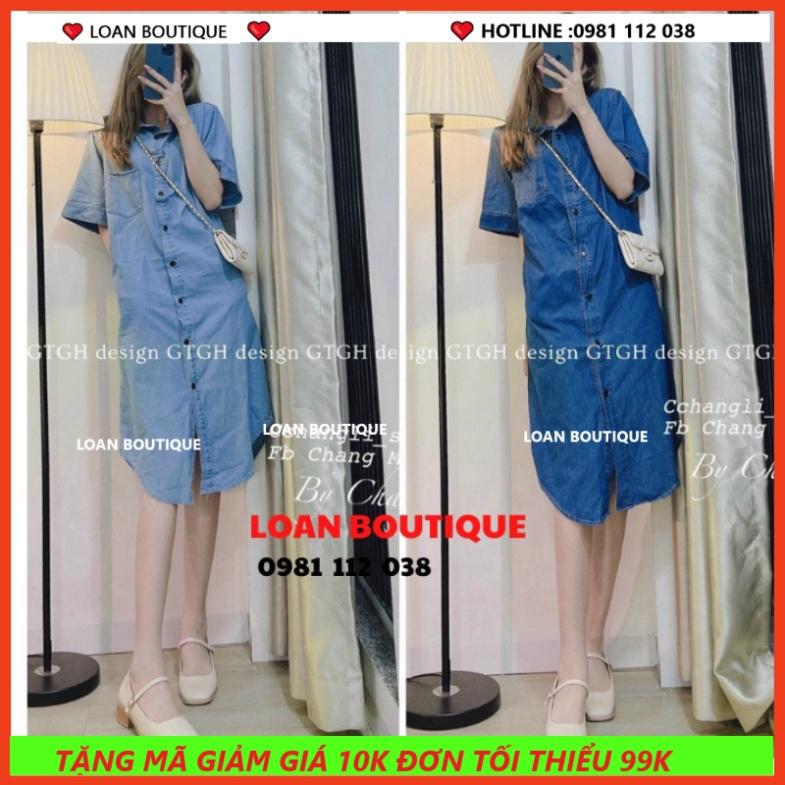 VÁY JEAN SUÔNG VẠT BẦU phom rộng basic dễ mặc -