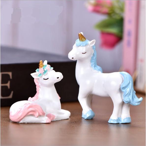 Mô hình ngựa kỳ lân Unicorn trang trí bánh sinh nhật, nhà búp bê, DIY