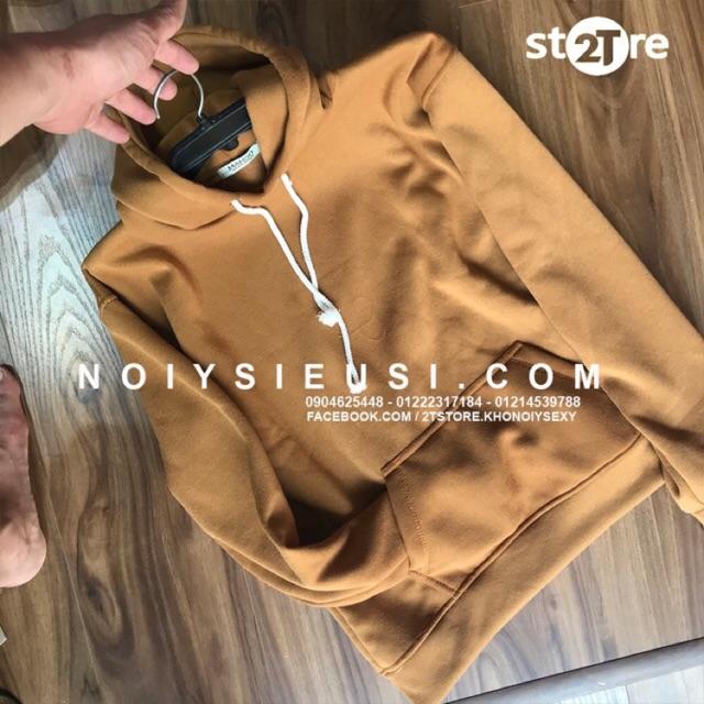 Áo hoodie unisex 2T Store H17 màu da bò - Áo khoác nỉ chui đầu nữ nón 2 lớp dày dặn chất lượng đẹp